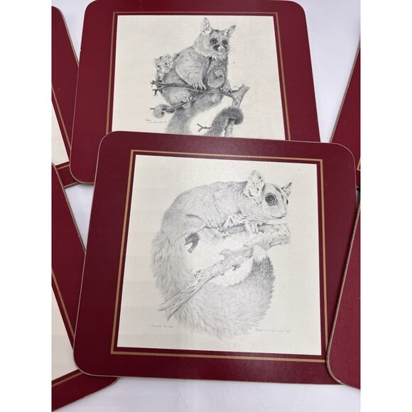 Vintage Clover Leaf Set 6x Place Table Mats Cork Australian Animals Fauna Wombat - Picture 3 of 7